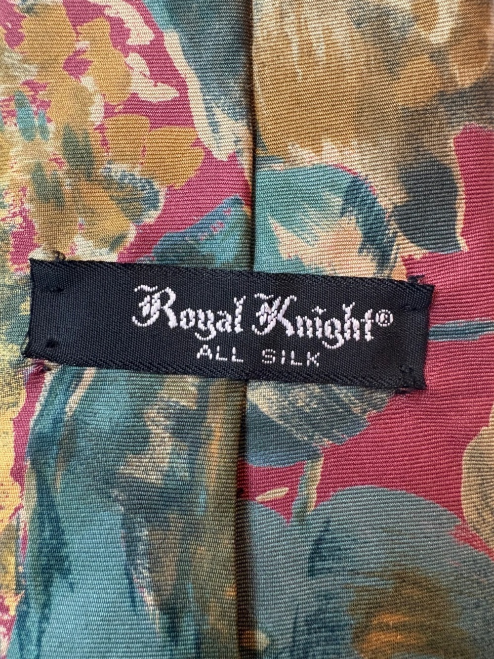 Vintage Royal Knight 100% Silk Floral Tapestry Tie